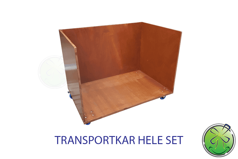 Transportkar voor een gehele set lachspiegels.