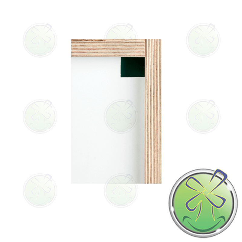 Het bevestigingsgat waar de sleufduimschroef in de sponning van de achterzijde kan vallen.