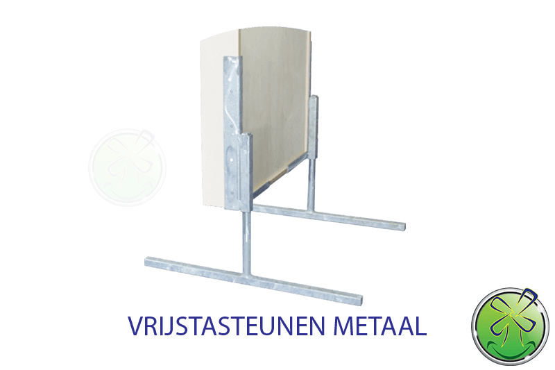 Vrijstasteunen van metaal voor lachspiegels in de vrije ruimte.